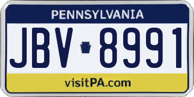 PA license plate JBV8991