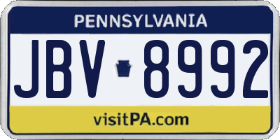 PA license plate JBV8992