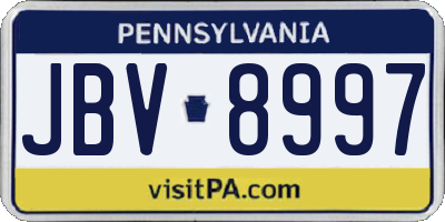 PA license plate JBV8997