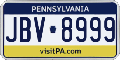 PA license plate JBV8999