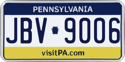 PA license plate JBV9006
