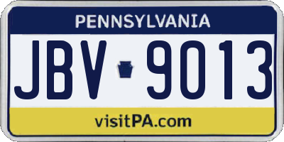 PA license plate JBV9013