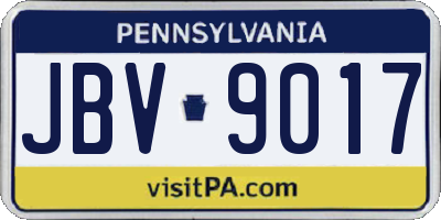 PA license plate JBV9017