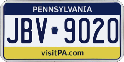 PA license plate JBV9020