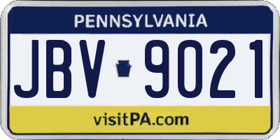 PA license plate JBV9021