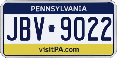 PA license plate JBV9022
