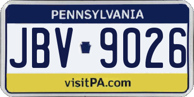 PA license plate JBV9026