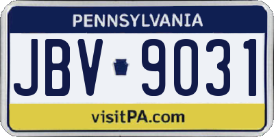 PA license plate JBV9031