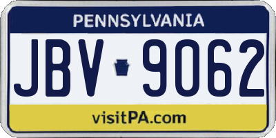 PA license plate JBV9062