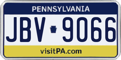PA license plate JBV9066