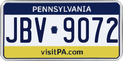 PA license plate JBV9072