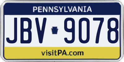 PA license plate JBV9078