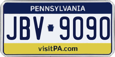 PA license plate JBV9090