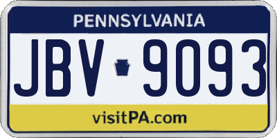 PA license plate JBV9093