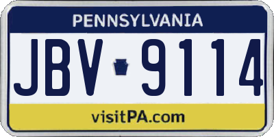PA license plate JBV9114
