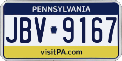 PA license plate JBV9167