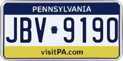 PA license plate JBV9190