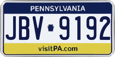 PA license plate JBV9192