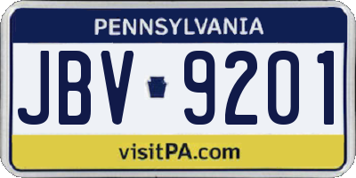 PA license plate JBV9201