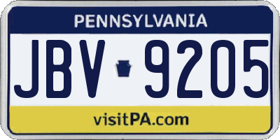 PA license plate JBV9205