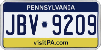 PA license plate JBV9209