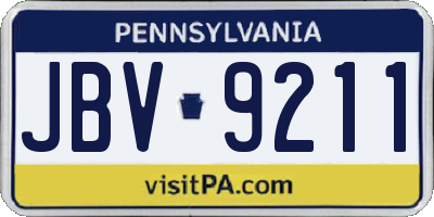 PA license plate JBV9211