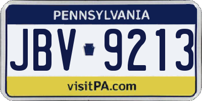 PA license plate JBV9213