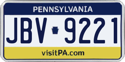 PA license plate JBV9221