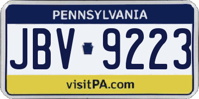 PA license plate JBV9223