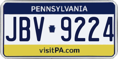 PA license plate JBV9224