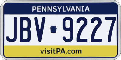 PA license plate JBV9227