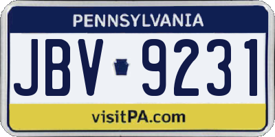 PA license plate JBV9231