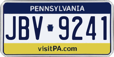 PA license plate JBV9241
