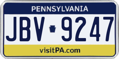 PA license plate JBV9247