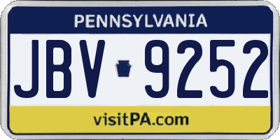 PA license plate JBV9252
