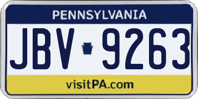 PA license plate JBV9263
