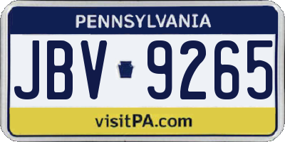 PA license plate JBV9265