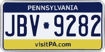 PA license plate JBV9282