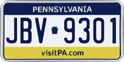 PA license plate JBV9301