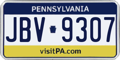 PA license plate JBV9307