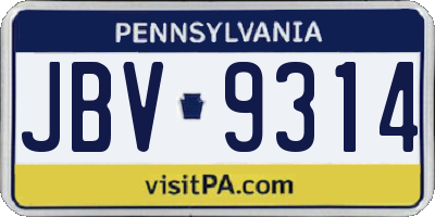 PA license plate JBV9314