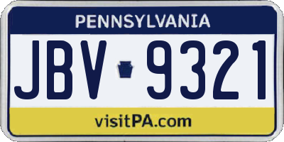 PA license plate JBV9321