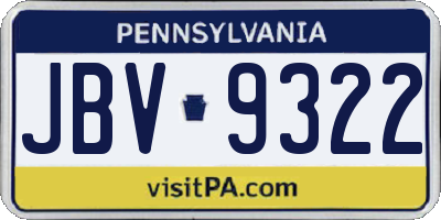 PA license plate JBV9322