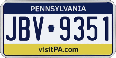 PA license plate JBV9351