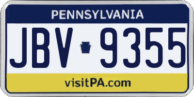 PA license plate JBV9355