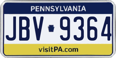 PA license plate JBV9364
