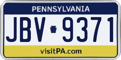 PA license plate JBV9371