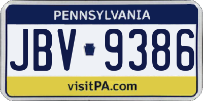 PA license plate JBV9386
