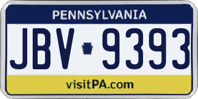 PA license plate JBV9393