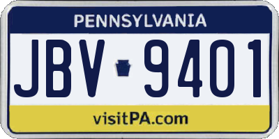 PA license plate JBV9401